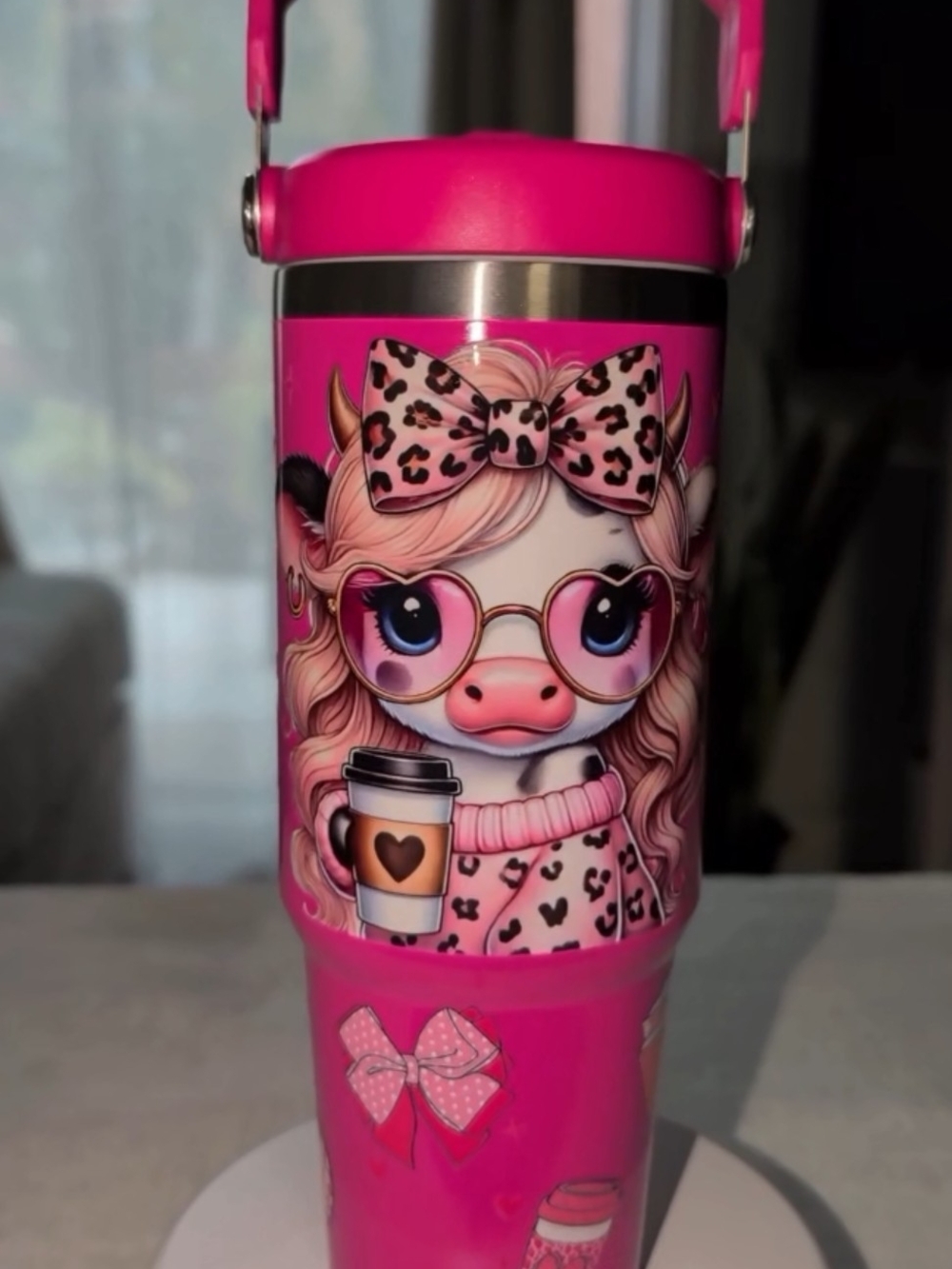🐮💖 Pink Cow Coquette UV DTF Wrap 30oz 🐮💖